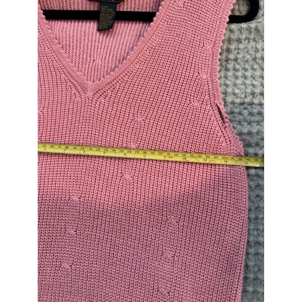 Vintage Charter Club Pink V-Neck Knit Sweater Vest Ramie Cotton Blend Size M. - Picture 6 of 8
